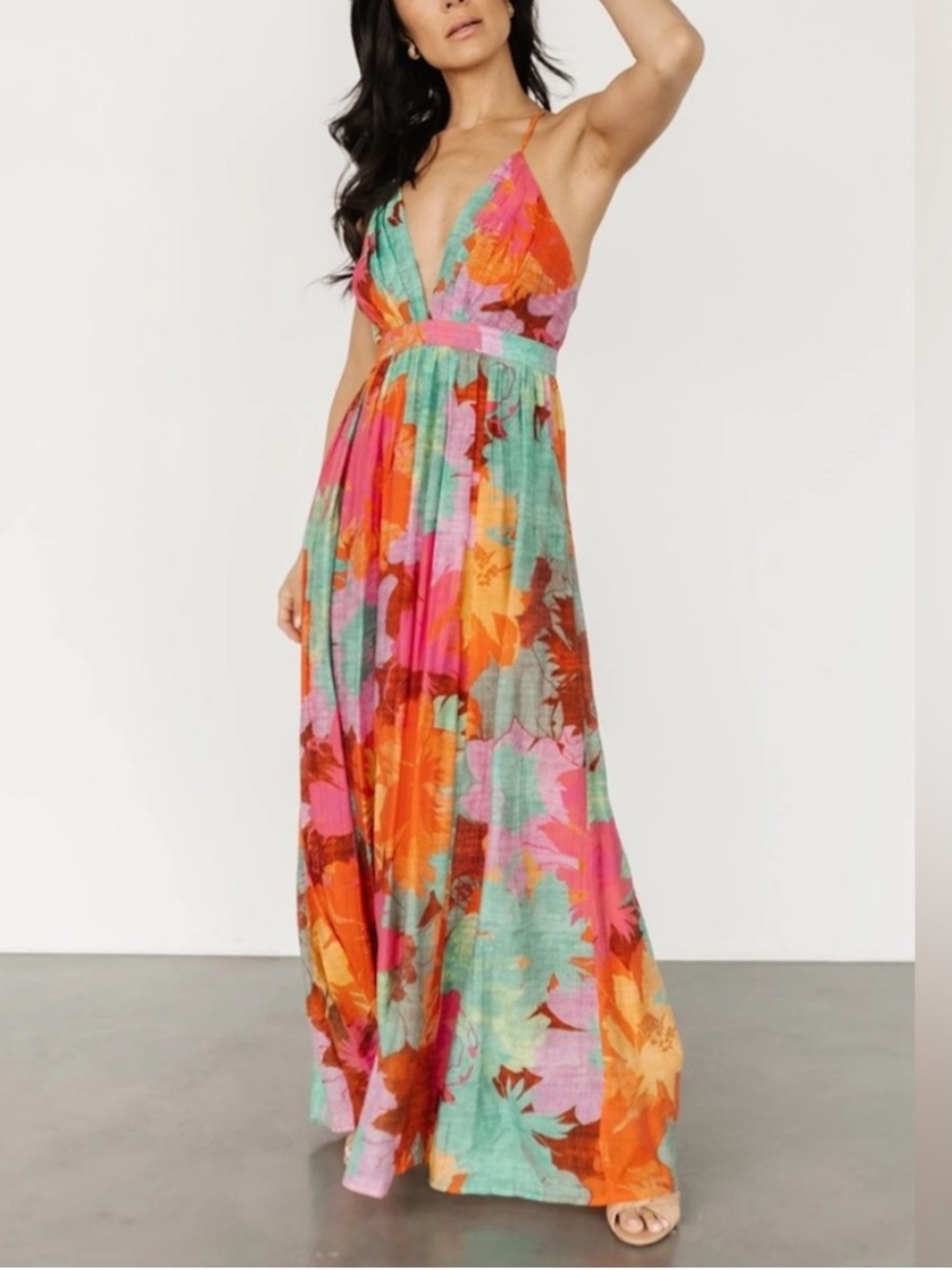 Baltic Born Miramar Tropical Colorful Multi Print Maxi Dress size large